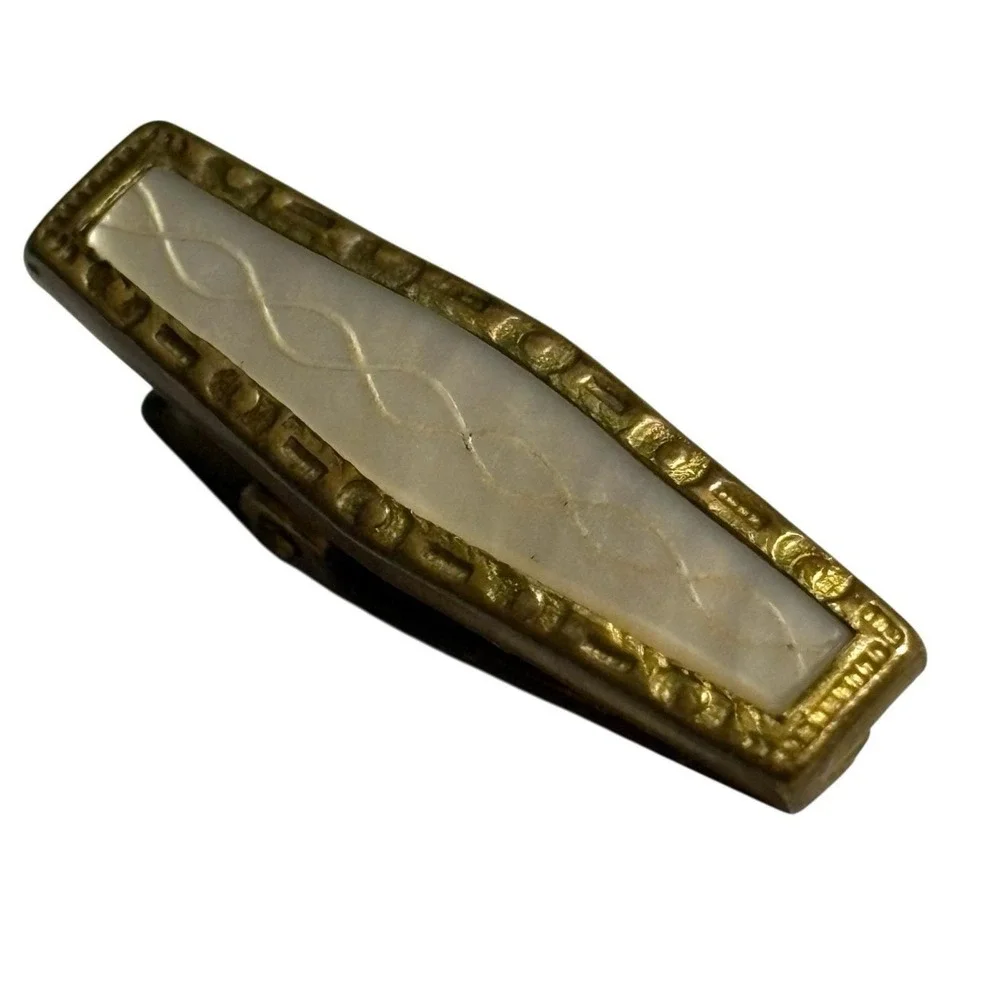 Mother Of Pearl Lingerie Tie Clip Clasp Vintage Victorian Edwardian Art Deco MOP